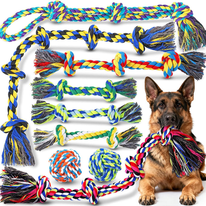tough dog rope toys for aggressive chewers, durable tug of war dog toys, 5 pack including ropes and supplies