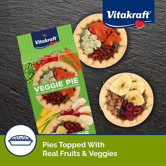 Vitakraft veggie and fruity pie treats for small pets, 2 pies, brown, 1.27 ounces, pack of 1