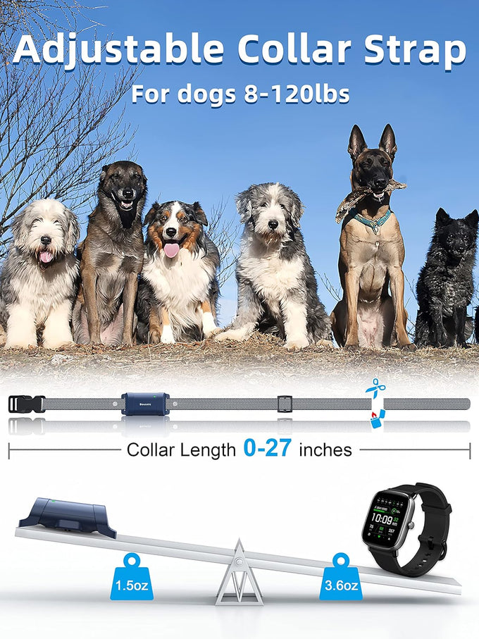 Bousnic 4000ft range waterproof dog shock collars for 2 dogs, humane shock modes, rechargeable e collars for large medium small dogs