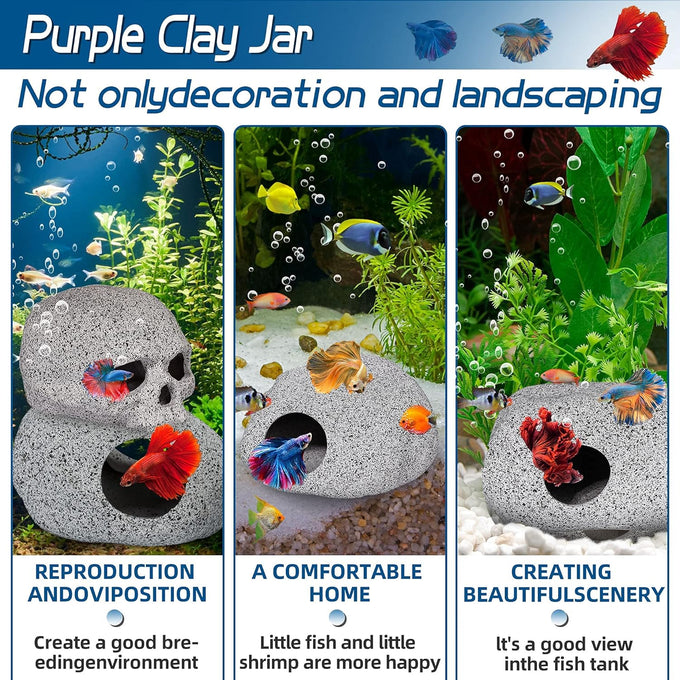 ameliade medium aquarium decorations ceramic cave fish tank accessories rock decor for small fish