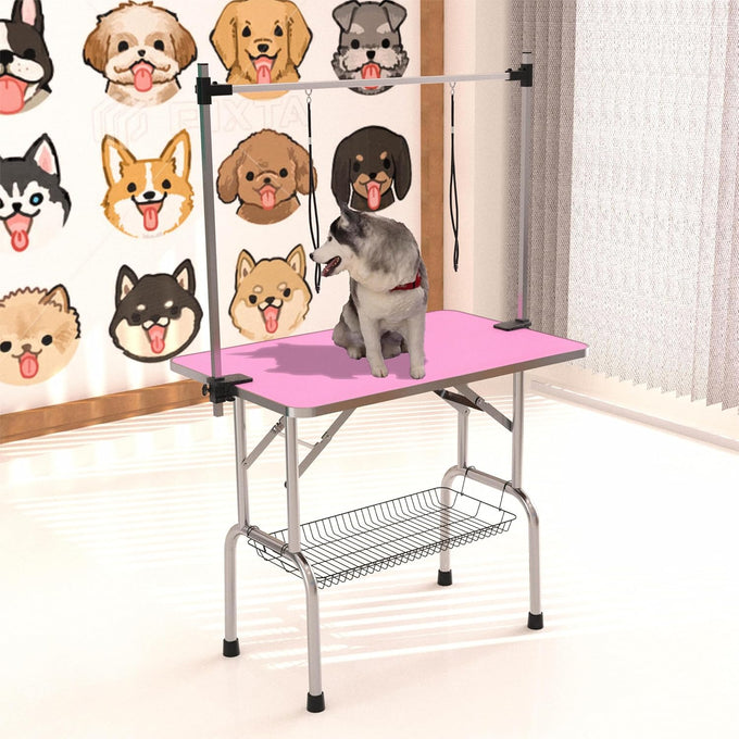 36 inch foldable dog grooming table with adjustable arm blue maximum capacity 330lbs