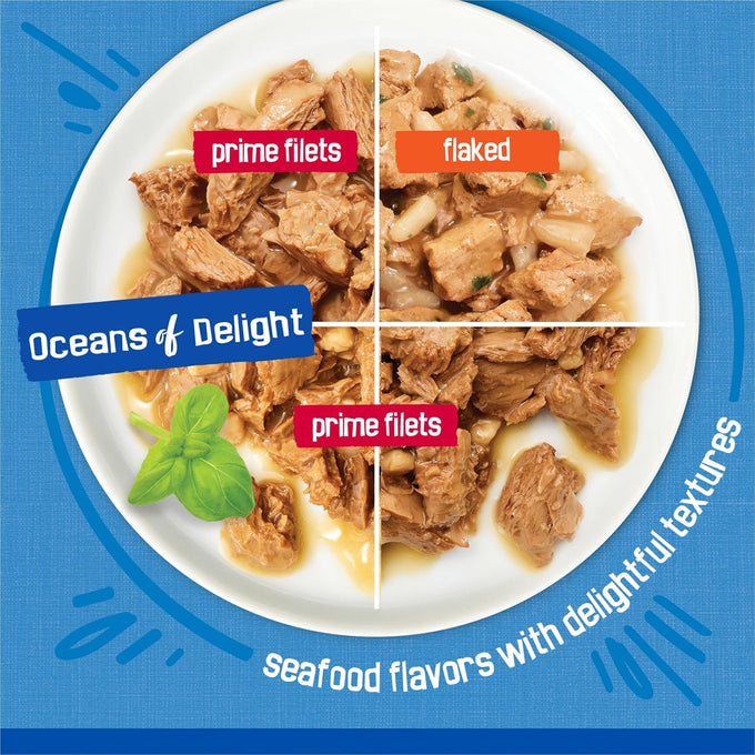 Purina Friskies Oceans of Delight Wet Cat Food Variety Pack - 40 Cans, 5.5 oz, Adult Cat Food
