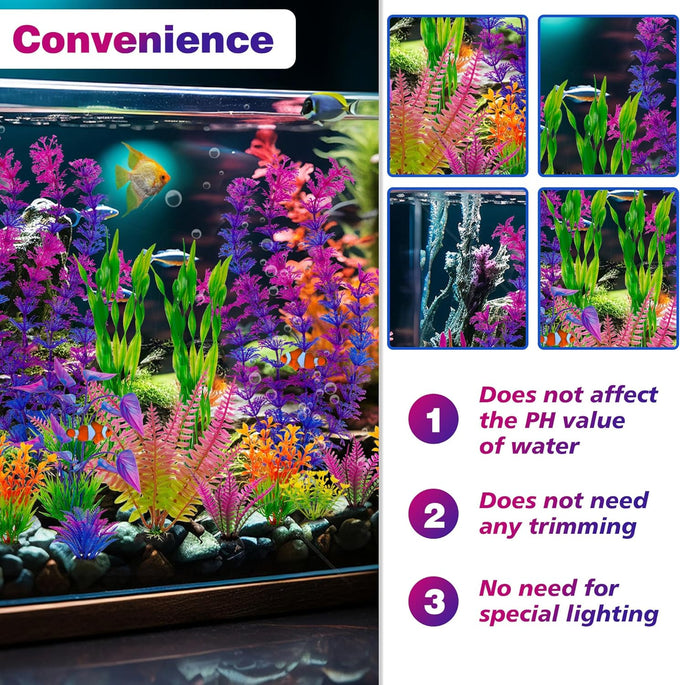 Ameliade Large Artificial Plastic Aquarium Plants Decorations for Goldfish Betta Tank Accessories