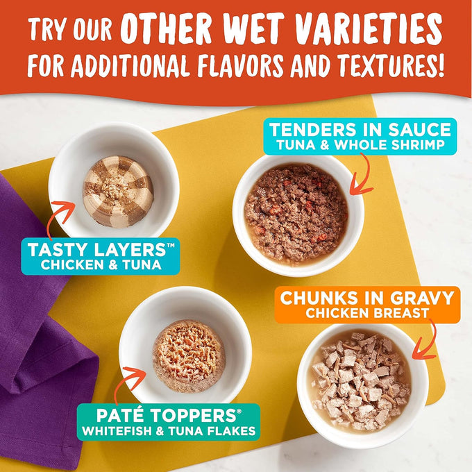 Meow Mix Tenders in Sauce Wet Cat Food, Turkey & Giblets, 2.75 oz Cups, Pack of 12