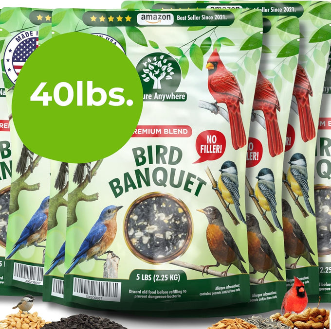 Nature Anywhere Bird Banquet Wild Bird Seed for Outside Feeders, Made in USA, No Fillers