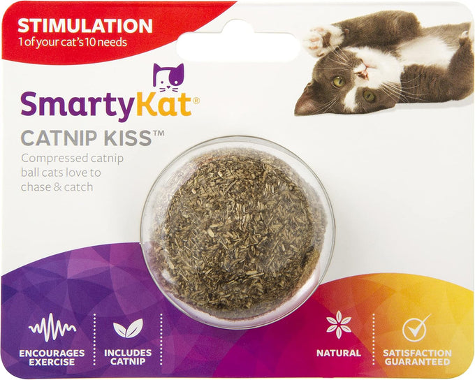 SmartyKat Catnip Kiss Compressed Cat Toy Ball for Mess-Free Play, Concentrated Catnip Power for Cats & Kittens, One Size