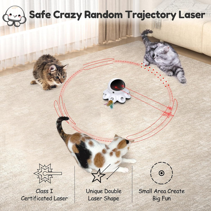 orsda 2-in-1 interactive automatic motion activated cat laser toy with feathers and usb rechargeable