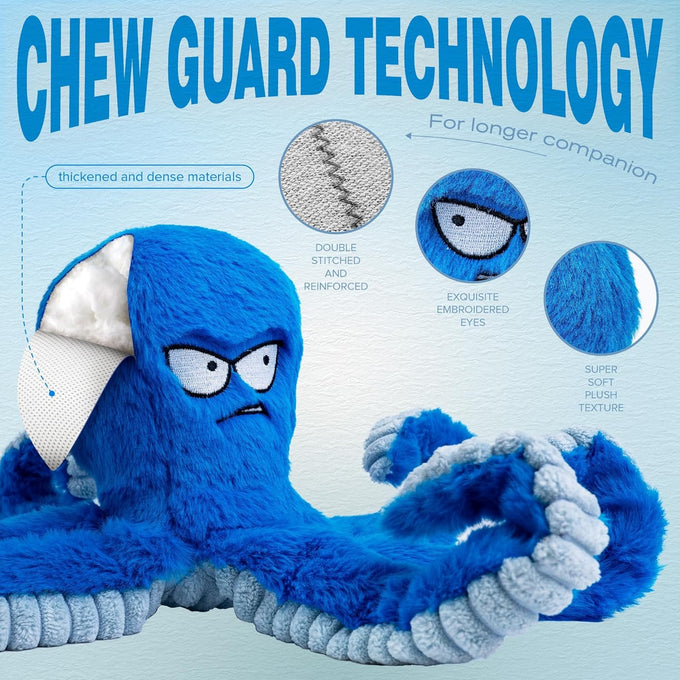 legend sandy blue octopus crinkle squeaky dog toys for large aggressive chewers durable tough