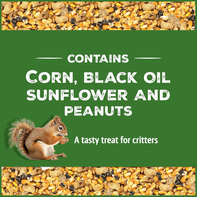 Pennington Pride Squirrel & Critter food attracts backyard wildlife with sunflower seeds and peanuts, 10-lb bag