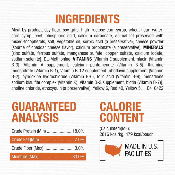 Purina Moist and Meaty Burger with Cheddar Cheese flavor 36 ct dog food pouches