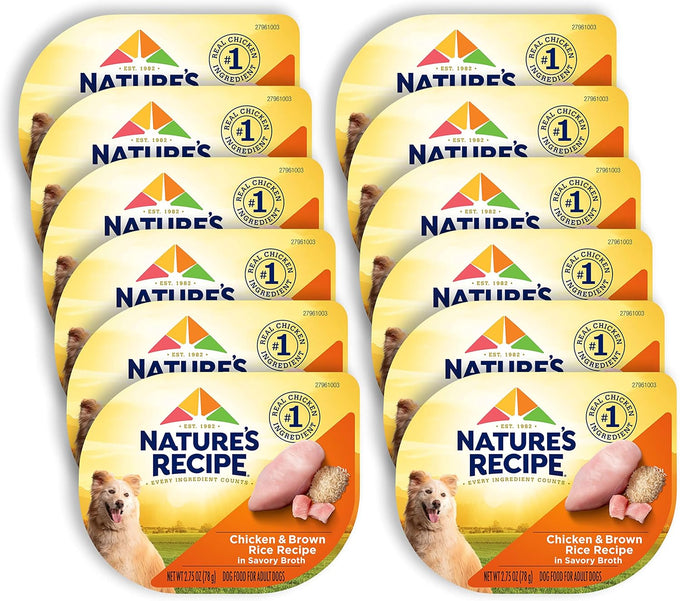 Nature's Recipe Wet Dog Food, Chicken in Broth Recipe, 12 x 2.75 oz Cups, No Corn, Wheat, or Soy, Adult Dog Food
