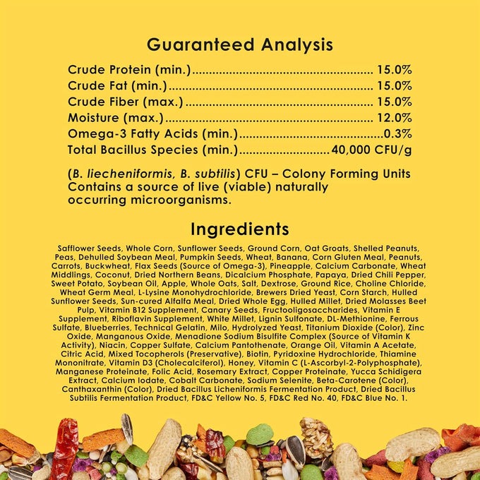 Kaytee Fiesta Big Bites Small Parrot & Conure Food, 4 Pounds, Nutritious and Fun Blend for Skin, Feather, Digestion, Brain and Heart Health