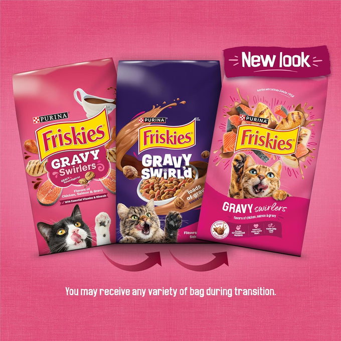 Friskies Gravy Swirlers dry cat food 22 lb bag with chicken salmon and gravy flavors