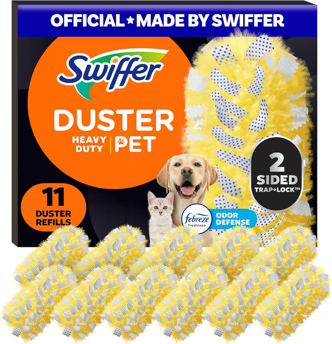 swiffer pet heavy duty multisurface dusters refills with febreze odor defense, 11 count