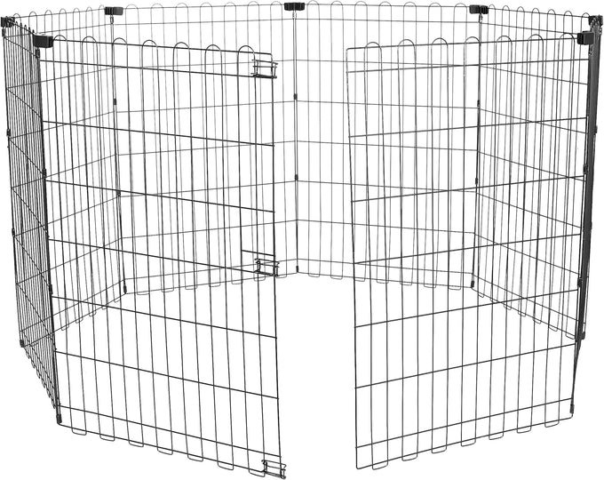 Amazon Basics Foldable Octagonal Metal Exercise Dog Playpen, 8 Panels, Extra Small, 24x24 Inches, Black
