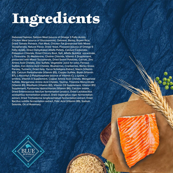 Blue Buffalo Wilderness high-protein dry dog food for adults, salmon recipe, 13-lb bag, no chicken by-products