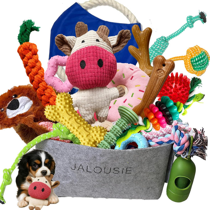 jalousie small medium breed puppy squeaky plush toys multipack 24 pieces gift