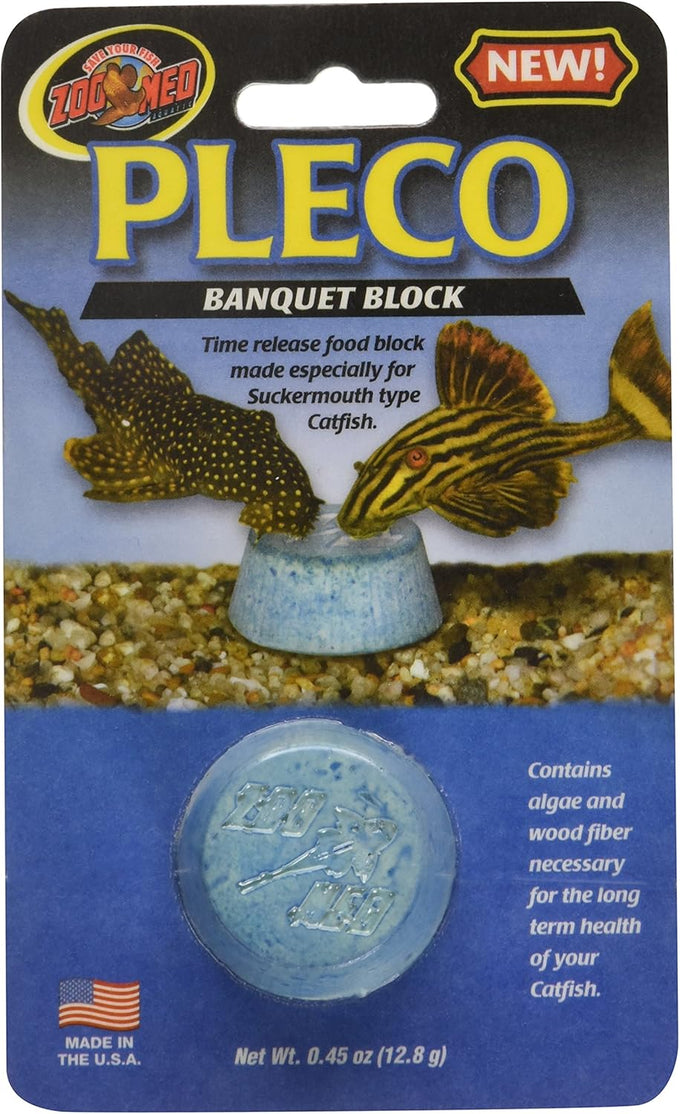 Zoo Med Laboratories AZMBB8 Time-Release Pleco Banquet Block for Suckermouth Catfish, 0.45 Ounce, Freshwater and Saltwater Aquarium Fish Food