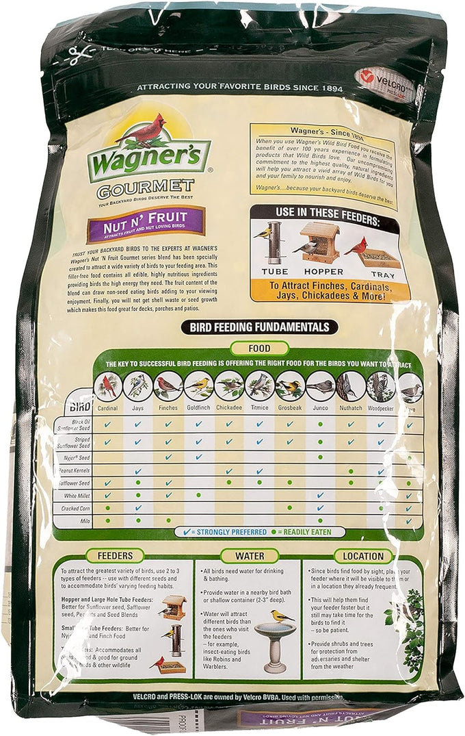 Wagner's Gourmet Nut & Fruit Wild Bird Food, 5 Pound, 82072, Attracts Cardinals & More