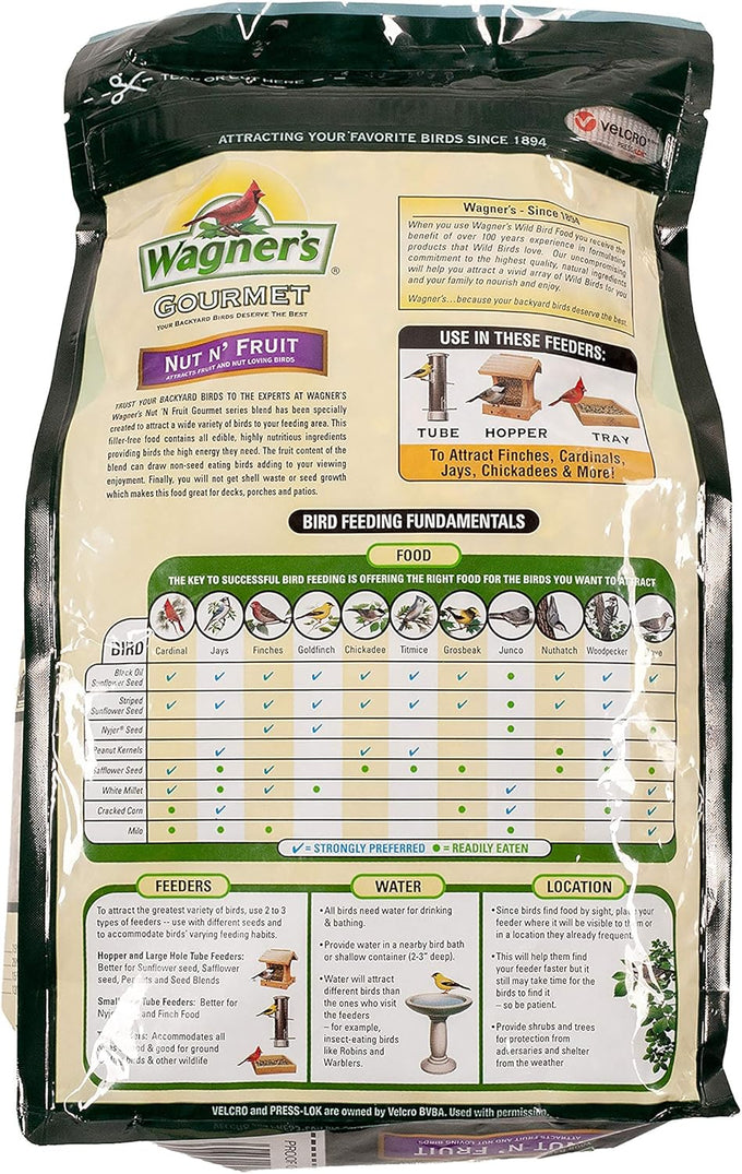 Wagner's Gourmet Nut & Fruit Wild Bird Food, 5 Pound, 82072, Attracts Cardinals & More