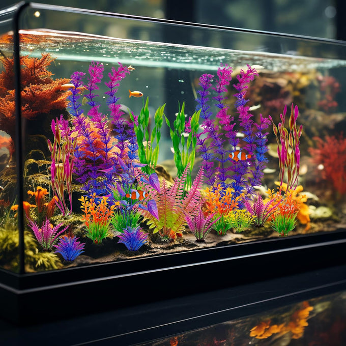 Ameliade Large Artificial Plastic Aquarium Plants Decorations for Goldfish Betta Tank Accessories