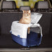 Amazon Basics sturdy gray and blue pet travel carrier for dogs and cats, 22.8"L x 15"W x 13"H