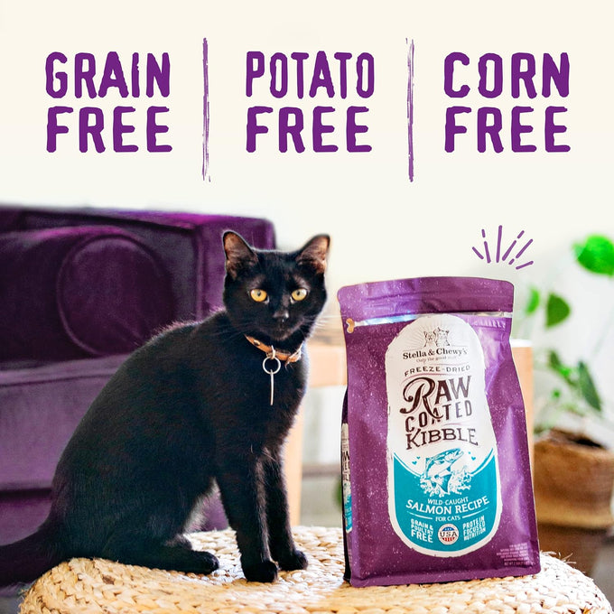 Stella & Chewy's Raw Coated Cat Food - High Protein, Grain-Free Kibble with Cage-Free Chicken - Premium Digestive Support with Probiotics - Natural Small Kibble - Perfect For Picky Eaters - 10 lb Bag