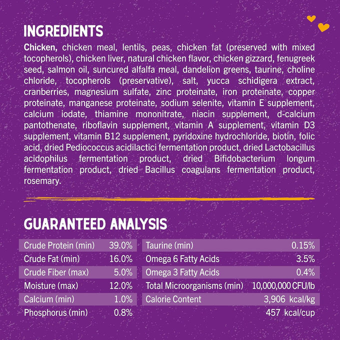 Stella & Chewy's Raw Coated Cat Food - High Protein, Grain-Free Kibble with Cage-Free Chicken - Premium Digestive Support with Probiotics - Natural Small Kibble - Perfect For Picky Eaters - 10 lb Bag