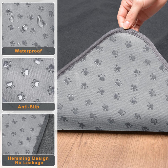 loobani 2 packs extra large reusable dog mat for floor, non-slip washable pee pads for dogs, gray, 36x48 inches