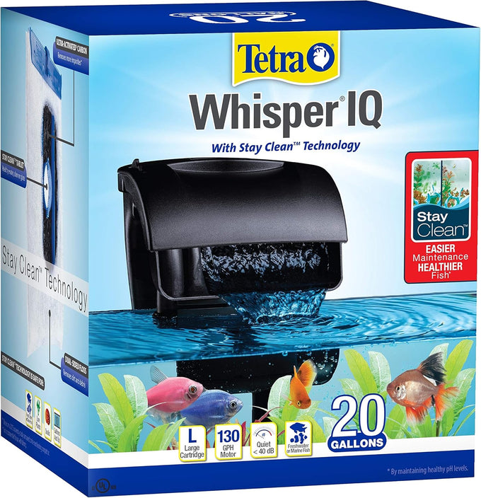 Tetra Whisper IQ 20 Gallon Power Filter 130 GPH with Stay Clean Technology