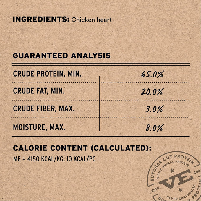 vital essentials freeze dried raw chicken heart dog treats single ingredient premium quality grain free 1.9 oz bag