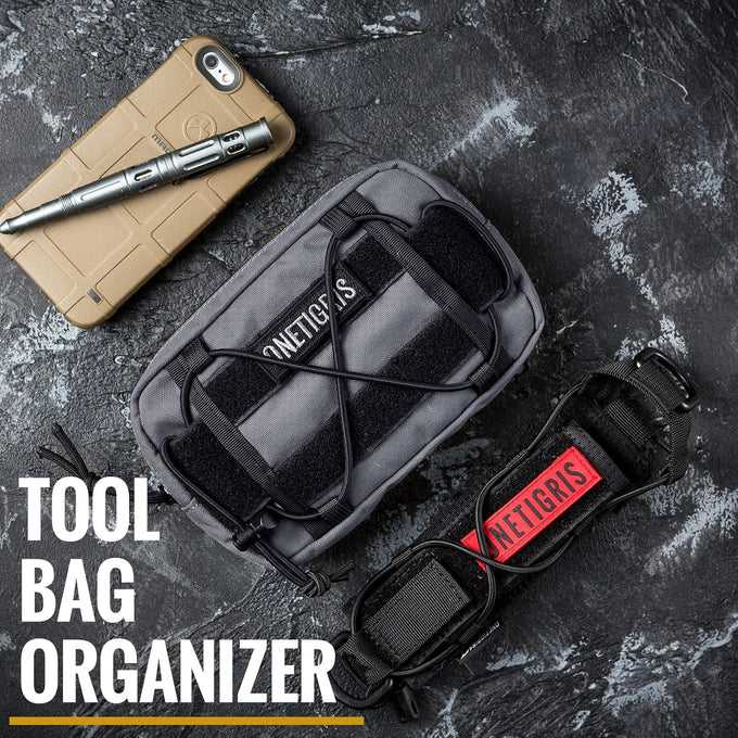 onetigris edc horizontal molle pouch for tool treat med - 500d nylon - tactical black coyote brown