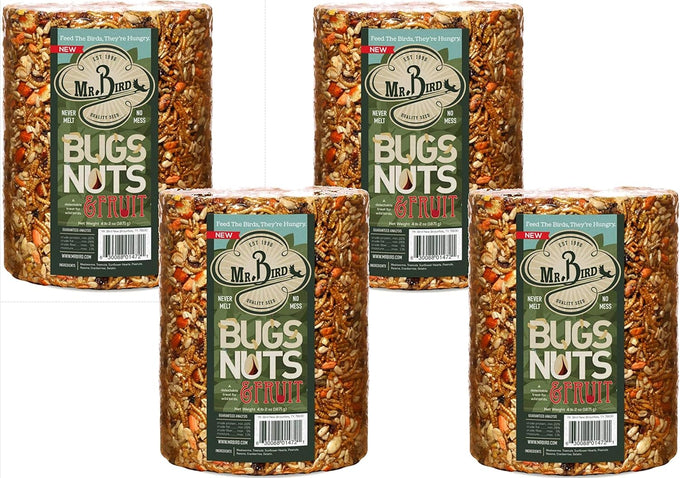 Mr. Bird 4.5 lbs large cylinder wild bird seed with mealworms, nuts & fruit for year-round use