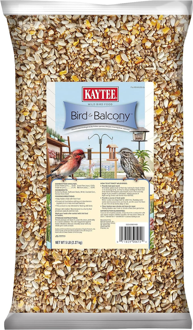 kaytee bird & balcony wild bird food no mess seed blend for city dwelling birds finches sparrows mourning doves
