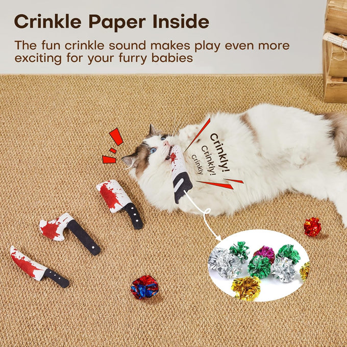 potaroma 4pcs cat toys knife-shaped kitte catnip crinkly sound indoor exercise for all cat breeds