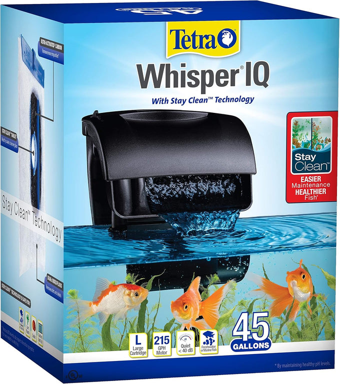 Tetra Whisper IQ 45 Power Filter, 45 Gallons, 215 GPH, With Stay Clean Technology and Quiet Operation