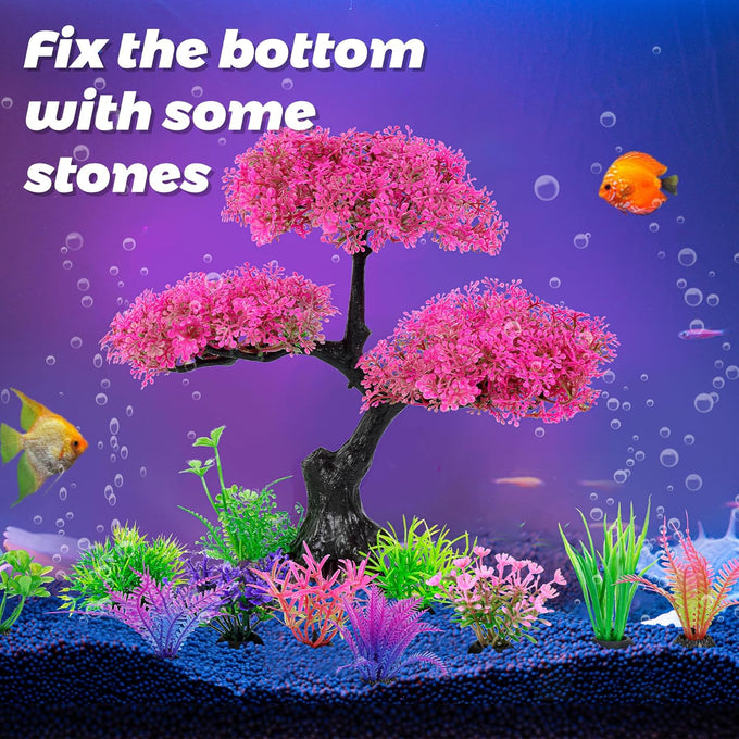 ameliade pink cherry blossom tree aquarium decor set for goldfish betta fish tank decorations