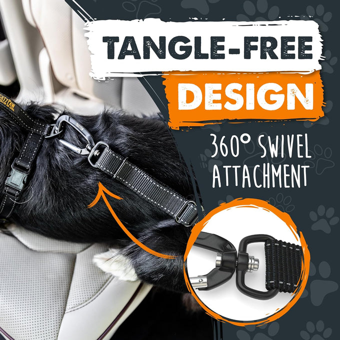 Mighty Paw Safe Dog Seat Belt for Cars - Aviation Grade Aluminum Carabiner, Adjustable, Heavy-Duty Design