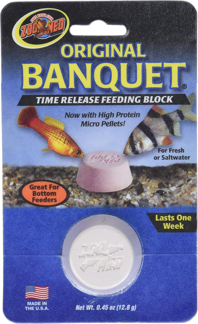 Zoo Med Original Banquet Feeding Block for Bottom Feeders, 0.45-Ounce Size, Made in USA