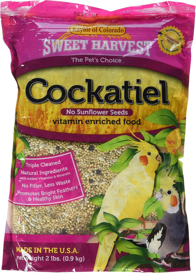 Kaylor-Made Cockatiel Food Without Sunflower, 2-lb Bag, Nutrient-Rich Pellets for Healthy Birds