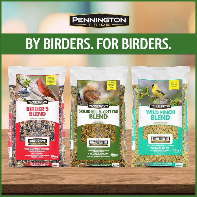Pennington Pride Squirrel & Critter food attracts backyard wildlife with sunflower seeds and peanuts, 10-lb bag
