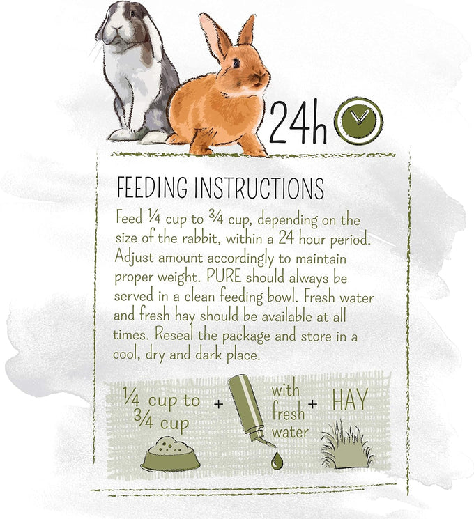 Witte Molen Pure Rabbit Food Mixture for Mini Rex Lionhead English Lop and Dutch Rabbit, 4.4 lbs, Carrot Celery Timothy Hay and Gourmet Muesli Dry Food