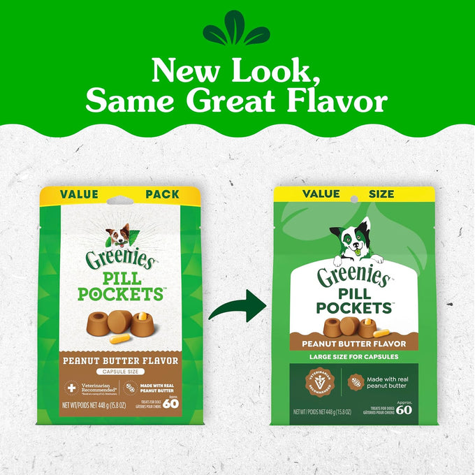 Greenies pill pockets for dogs large size peanut butter flavor 15.8 oz pouch