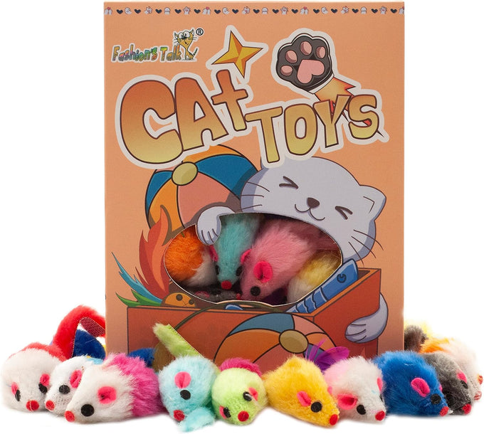 Fashion's Talk assorted mice cat toys fuzzy rattle mouse 48-count for indoor cats