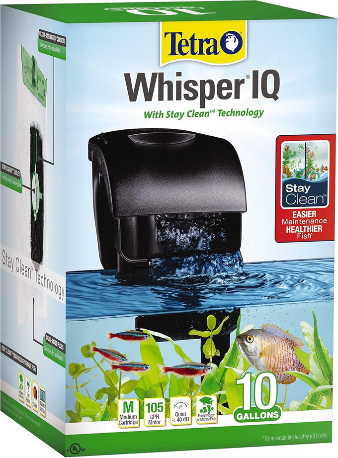Tetra Whisper IQ 20 Gallon Power Filter 130 GPH with Stay Clean Technology