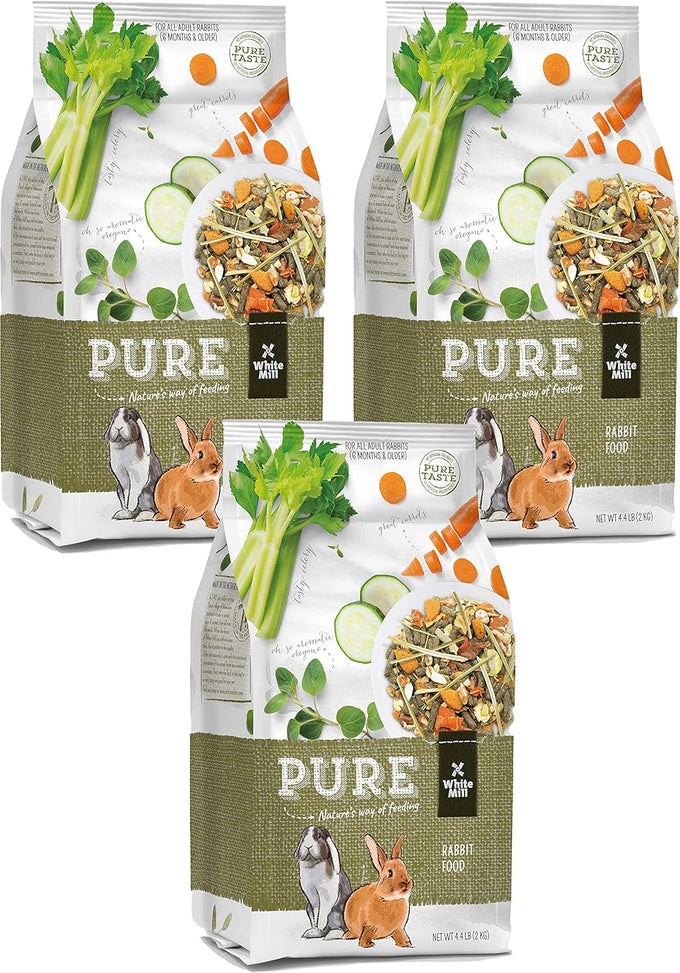 Witte Molen Pure Rabbit Food Mixture for Mini Rex Lionhead English Lop and Dutch Rabbit, 4.4 lbs, Carrot Celery Timothy Hay and Gourmet Muesli Dry Food
