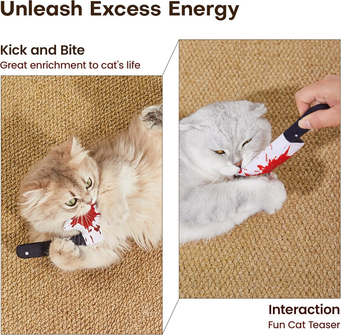 potaroma 4pcs cat toys knife-shaped kitte catnip crinkly sound indoor exercise for all cat breeds