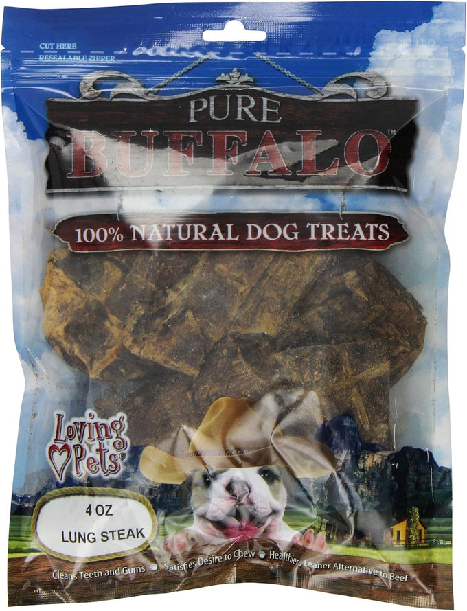 Loving Pets Pure Buffalo Lung Steaks: Natural, Single-Ingredient, High-Protein Dog Treats for All Breeds. Grain-Free, Chewy, Long-Lasting Snacks Perfect for Everyday Rewards and Training.