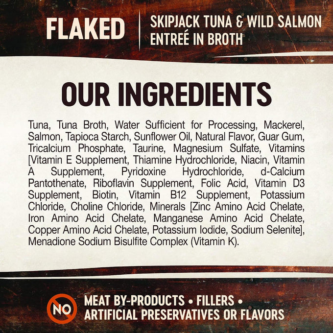 Wellness CORE Signature Selects Flaked Adult Canned Wet Cat Food, Natural, Protein Rich, Grain Free, Skipjack Tuna and Wild Salmon Entrée Recipe, 2.8 oz, Pack of 12 Cans