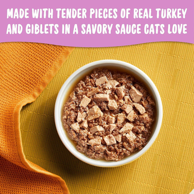Meow Mix Tenders in Sauce Wet Cat Food, Turkey & Giblets, 2.75 oz Cups, Pack of 12